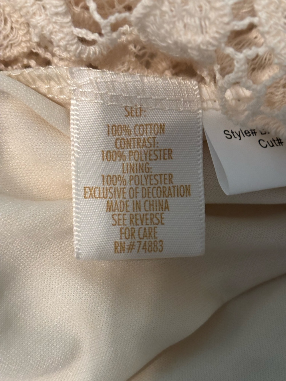 Adiva Cream Lace Crochet Overlay Sheer Short Sleeve Blouse With Cami Size Small - Picture 7 of 8